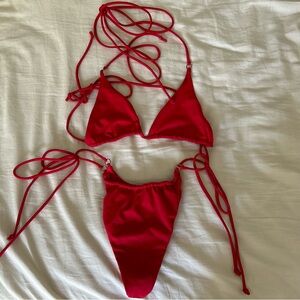 Away That Day Rio Bikini Set in Red -